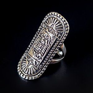 Large Silver Unisex Ring - Vintage Retro Boho